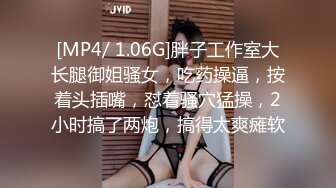 [MP4/ 1.06G]胖子工作室大长腿御姐骚女，吃药操逼，按着头插嘴，怼着骚穴猛操，2小时搞了两炮，搞得太爽瘫软