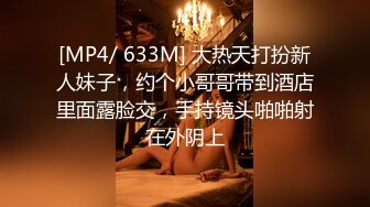 [MP4/ 633M] 大热天打扮新人妹子，约个小哥哥带到酒店里面露脸交，手持镜头啪啪射在外阴上