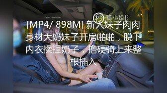 [MP4/ 898M] 新人妹子肉肉身材大奶妹子开房啪啪，脱下内衣揉捏奶子，撸硬骑上来整根插入